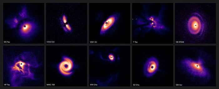 Planet-forming disks in three clouds in the Milky Way