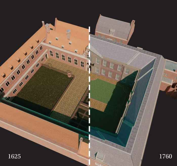 Reconstructie van de Oudemanhuispoort in 1625 en 1760 (© 4D Research Lab)